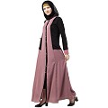 Dual colored front open abaya- Puce Pink-Black Dual colored front open abaya- Puce Pink-Black